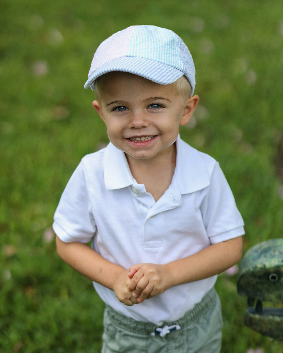 Customizable Baseball Hat in Multicolor Seersucker (Boys)