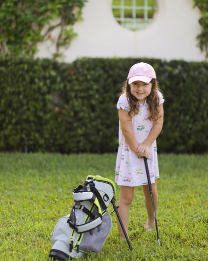 Customizable Rainbow Golf Cart Bow Baseball Hat (Girls)