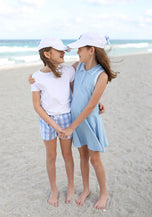 Customizable Bow Baseball Hat in White with Blue Bow (Youth)