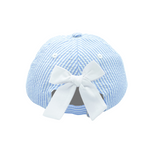 Customizable Bow Baseball Hat in Blue Seersucker (Baby/Toddler, Youth)