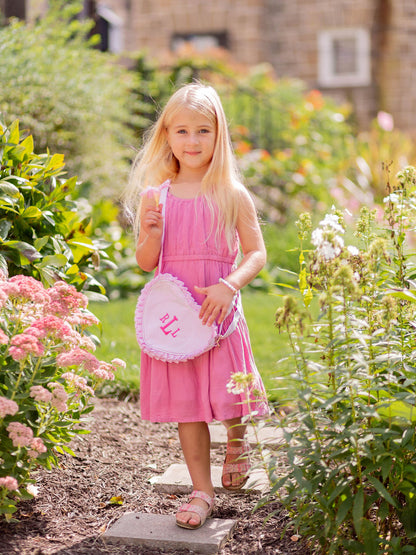 Heart Purse, Seersucker Pink