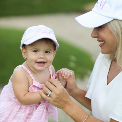 Customizable Baseball Hat in Seersucker Pink (Baby/Toddler)