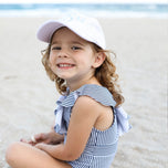 Customizable Bow Baseball Hat in White with Blue Bow (Youth)