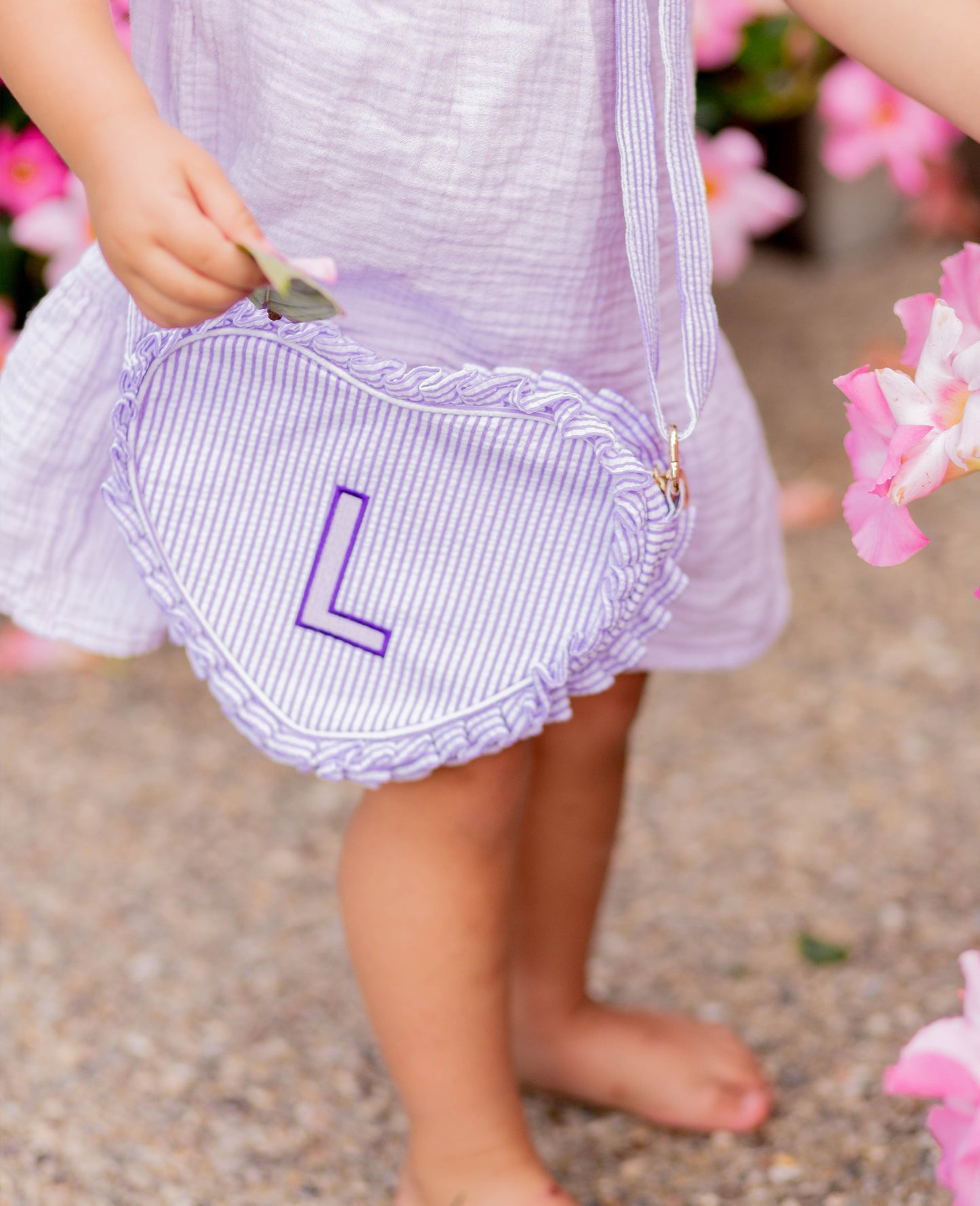 Heart Purse, Seersucker Lavender