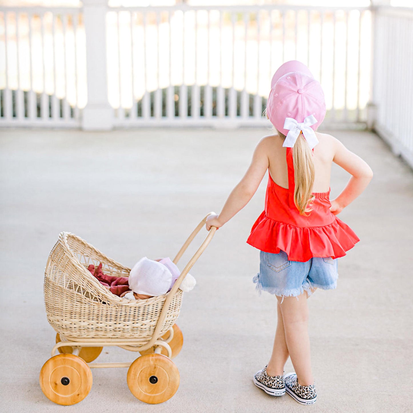 Customizable Bow Baseball Hat in Palmer Pink (Girls)