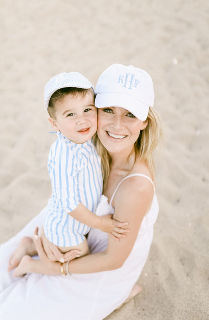 Customizable Baseball Hat in Seersucker Blue (Baby/Toddler)