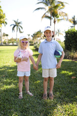 Customizable Bow Baseball Hat in White with Blue Bow (Youth)