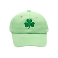 Light green baseball hat with clover embroidery