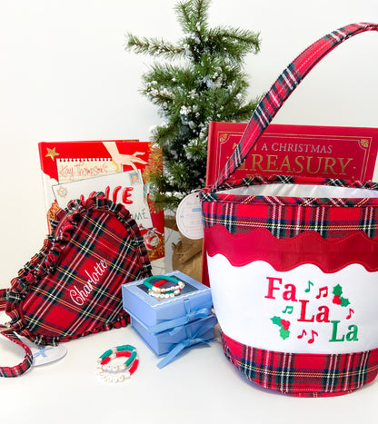 Various red plaid Christmas gifts