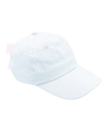 Customizable Bow Baseball Hat in White with Pink Bow (Adult)