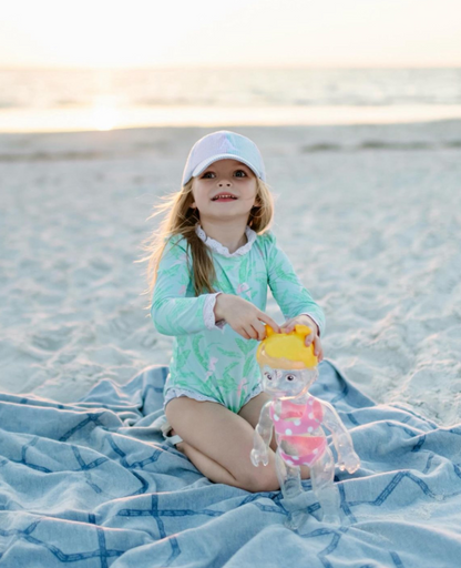 Customizable Bow Baseball Hat in Multicolor Seersucker (Girls)