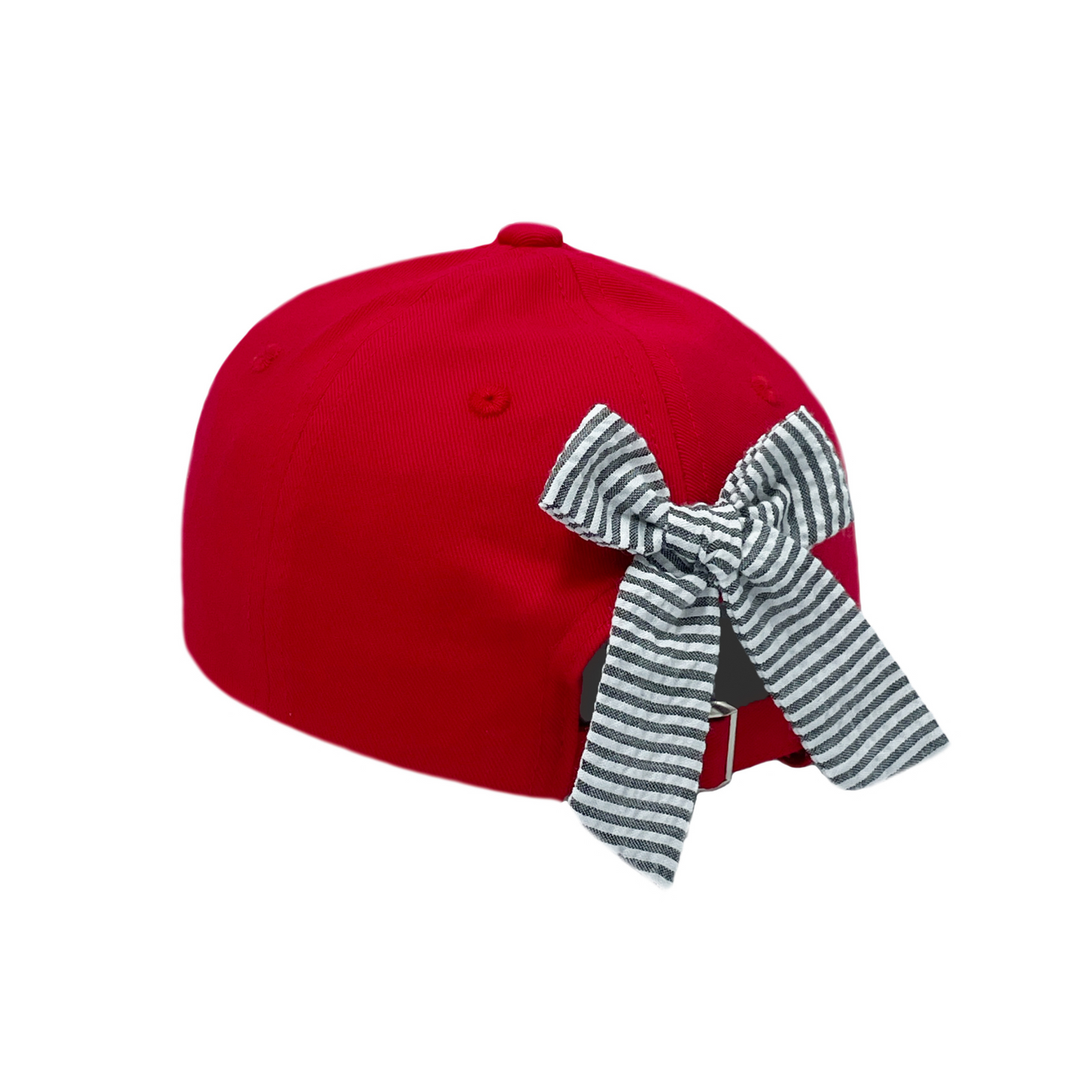 Red Georgia Bulldogs baseball hat with seersucker bow on back