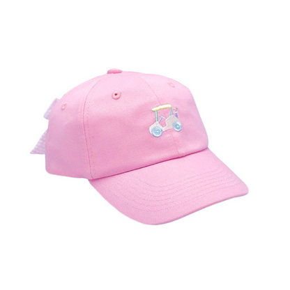 Customizable Rainbow Golf Cart Bow Baseball Hat (Girls)