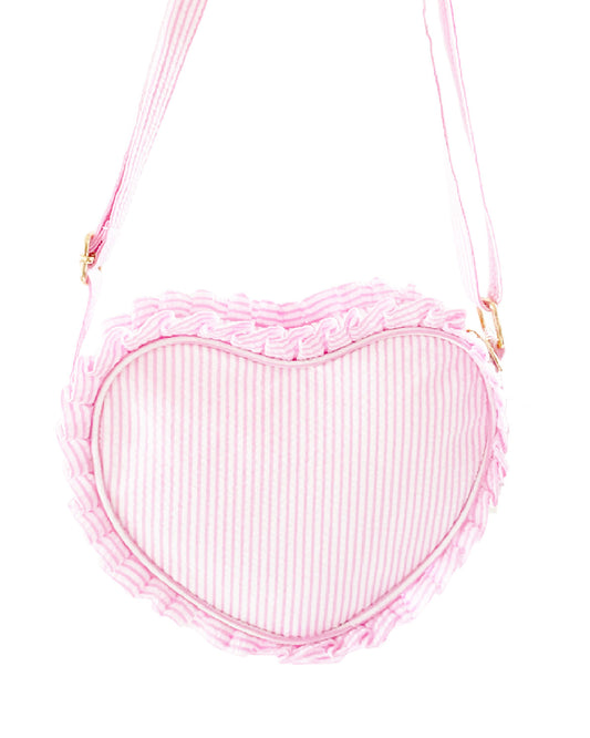 Heart Purse, Seersucker Pink