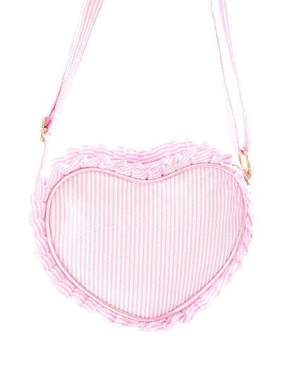 Customizable Heart Purse, Seersucker Pink