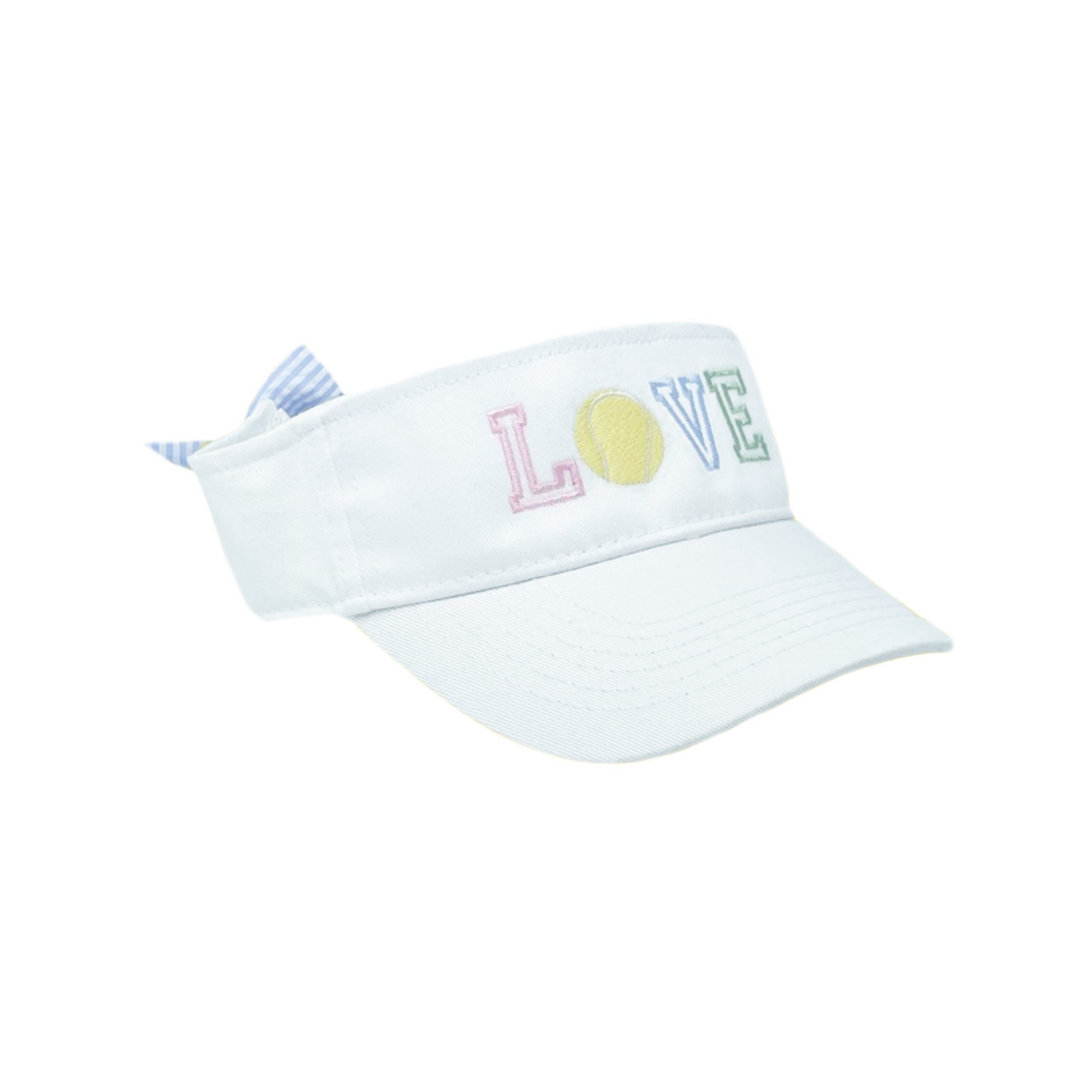 White visor with love embroidery and a bow on the back