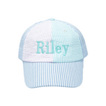 Customizable Baseball Hat in Multicolor Seersucker (Youth)