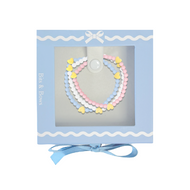 Pink/White/Blue Hearts Bracelet Gift Set