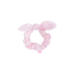 Seersucker Bow Scrunchie in Pink/White