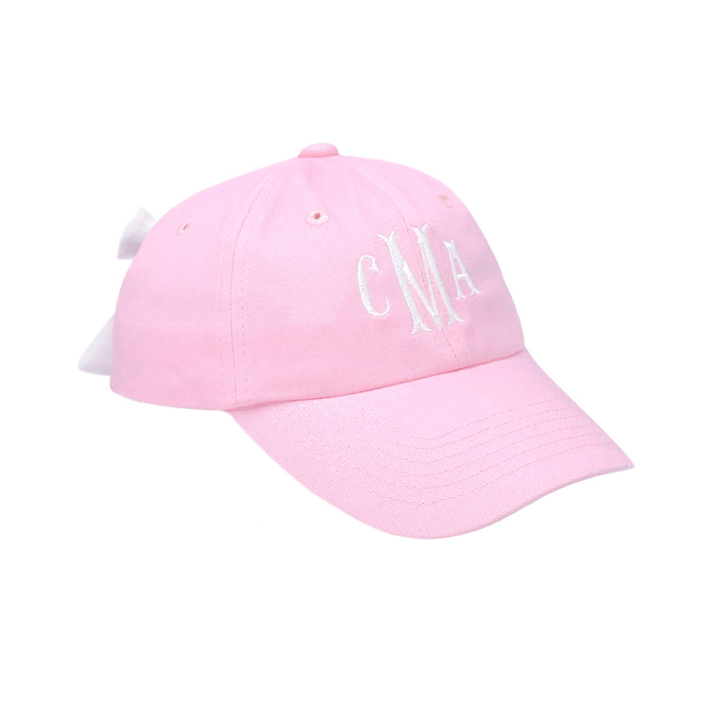 Customizable Bow Baseball Hat in Palmer Pink (Girls)