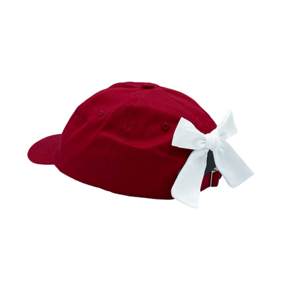 Customizable Bow Baseball Hat in Ruby Red (Girls)