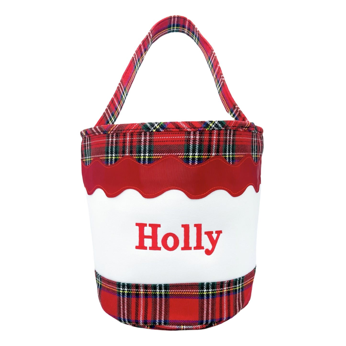 Red Plaid Christmas Toy Tote