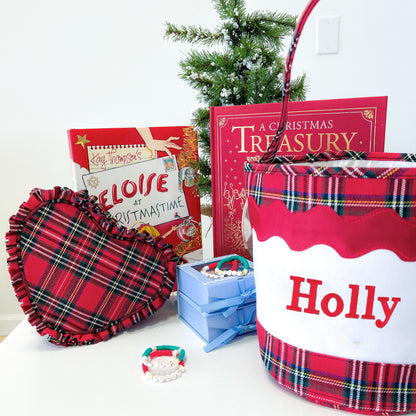 Red Plaid Christmas Toy Tote