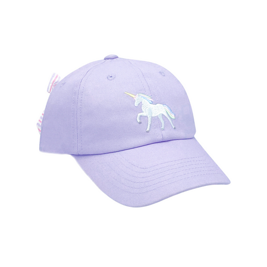 Rainbow Unicorn Bow Baseball Hat (Girls)