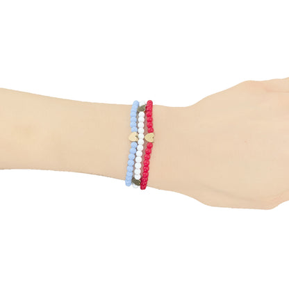 Hearts Bracelet Set in Red/White/Blue