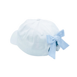 Customizable Bow Baseball Hat in White with Blue Bow (Adult)