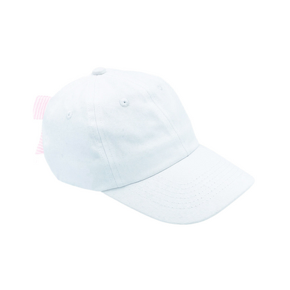 Customizable Bow Baseball Hat in Winnie White, Pink Bow (Youth)