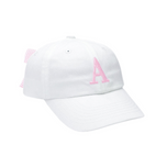 Customizable Bow Baseball Hat in White with Pink Bow (Adult)