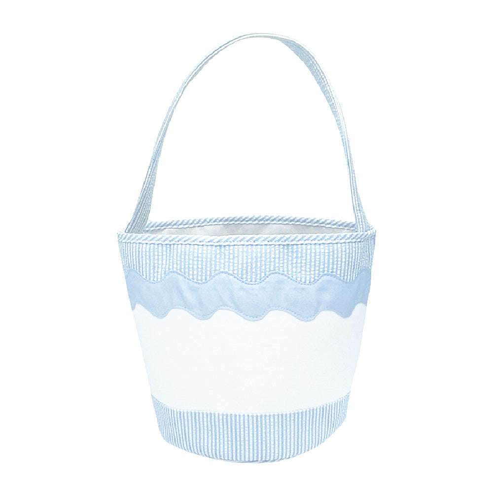 Toy Tote/Gifting Bucket in Blue Seersucker