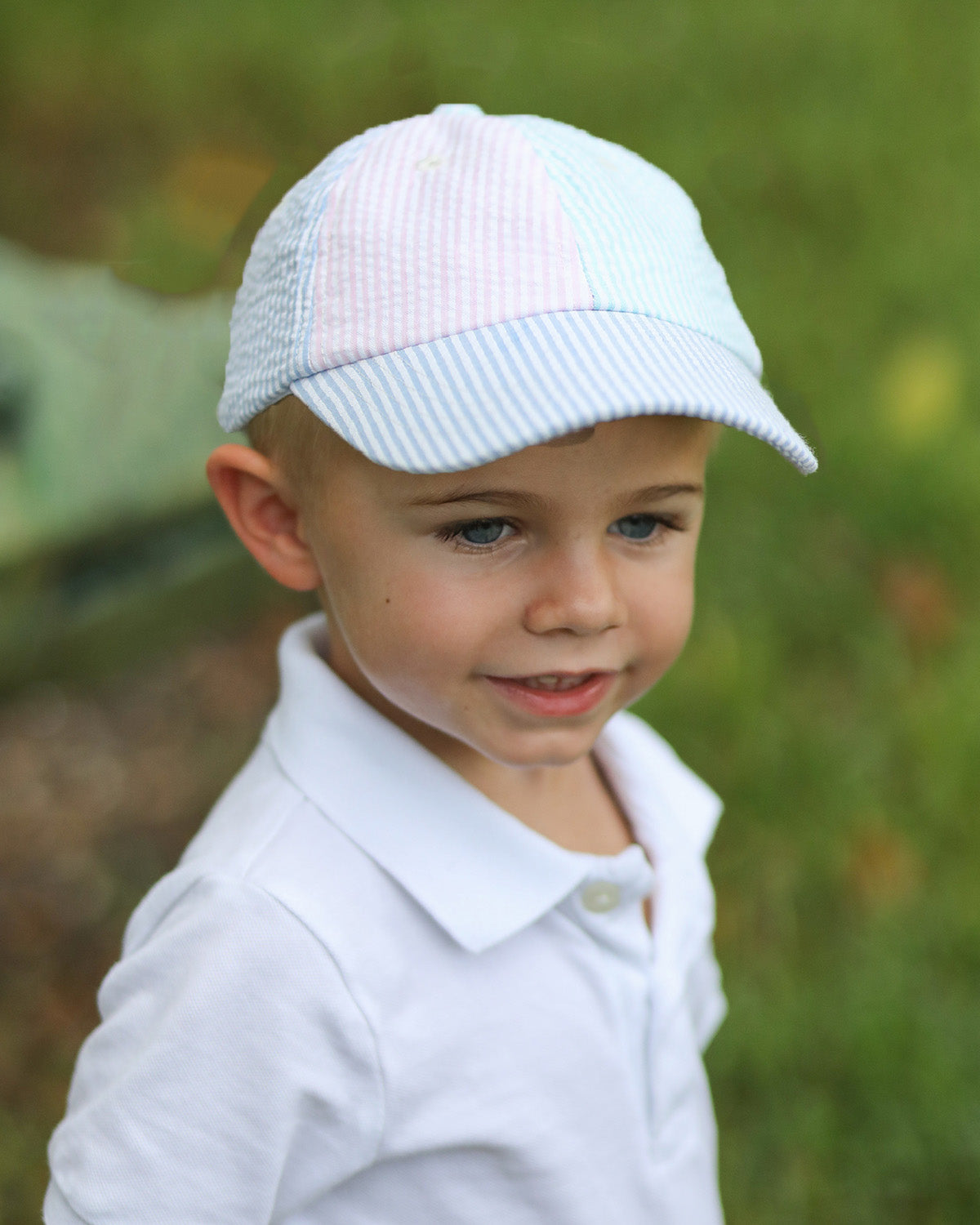 Customizable Baseball Hat in Multicolor Seersucker (Boys)