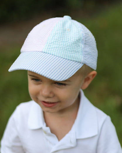 Customizable Baseball Hat in Multicolor Seersucker (Boys)