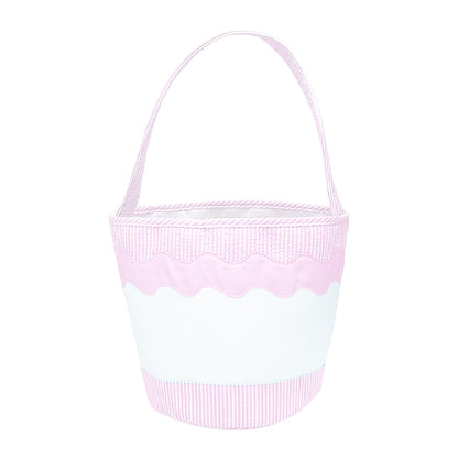 Toy Tote/Gifting Bucket in Pink Seersucker