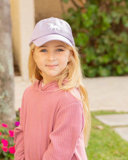 Rainbow Unicorn Bow Baseball Hat (Girls)