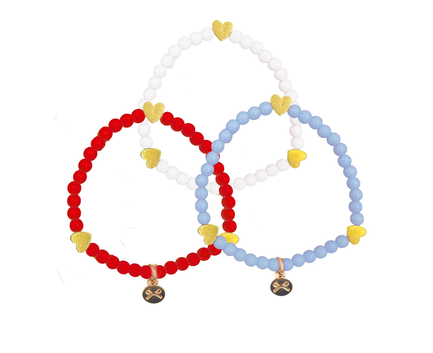 Hearts Bracelet Set in Red/White/Blue